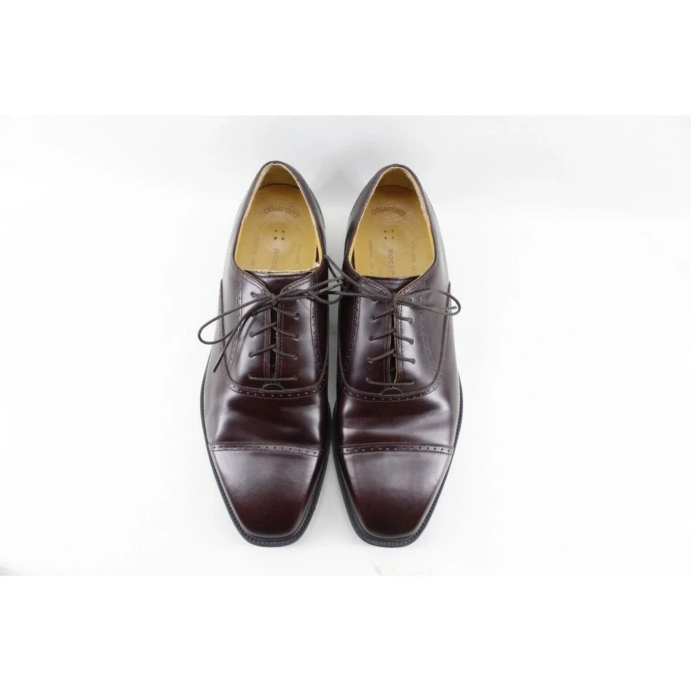 ROCKPORT MEN'S‎ 10.5W BURGUNDY LEATHER LACE UP APM1141E CAP TOE OXFORDS DRESS
